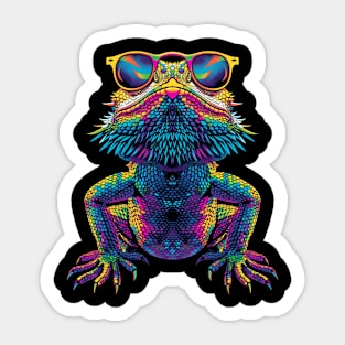 Bearded Dragon Lizard Reptile Sunglasses Pop Art Sticker